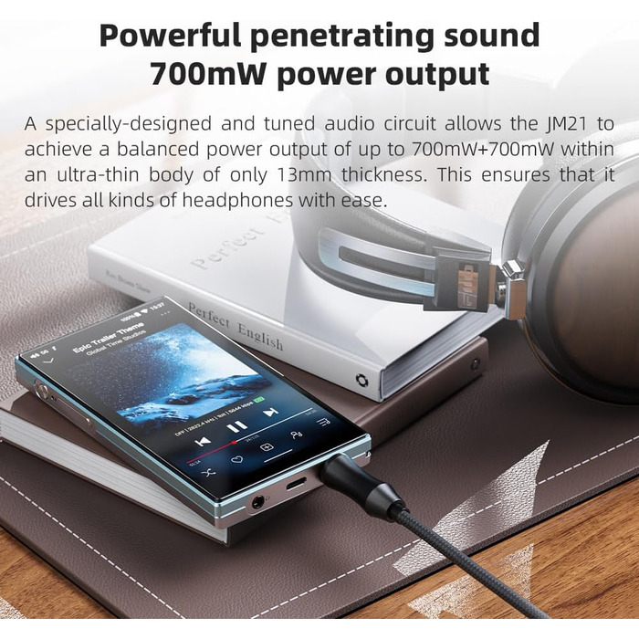 Портативний Hi-Res музичний плеєр JadeAudio / FiiO JM21 Android 13, Snapdragon 680, Bluetooth, Wi-Fi, USB DAC, 12.5 годин, небесно-блакитний