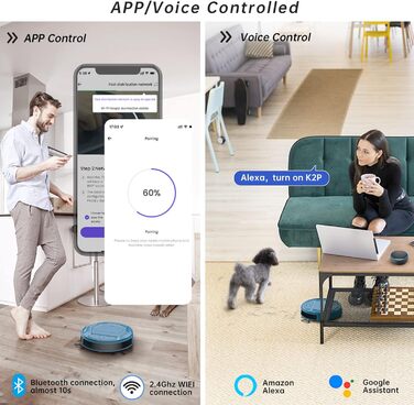 Робот-пилосос OKP 2100Pa з Wi-Fi, суперантивний, керування через додаток та голосовим управлінням Alexa. Тиха робота, ідеально для шерсті тварин, підходить для підлоги та килима. Самостійна зарядка, 100 хвилин роботи.