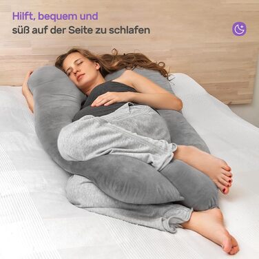 Подушка для вагітних Nuliie U-подібної форми знімний чохол, сіра - підтримка спини, стегон та ніг