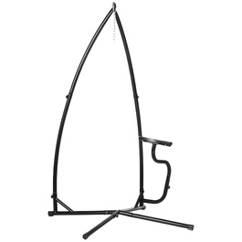 Підставка для гамака/крісла-гойдалки X-подібної форми, металева, зі струбцинами, столиком та основою, до 120 кг, чорна