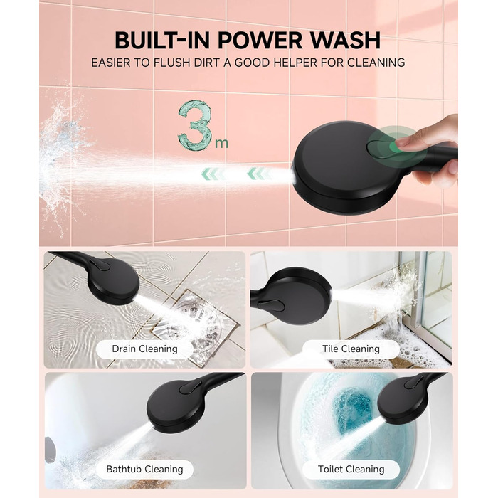 Фільтр для душу SunCleanse з ручним душем, 9 режимів, знімний, для жорсткої води, чорний матовий