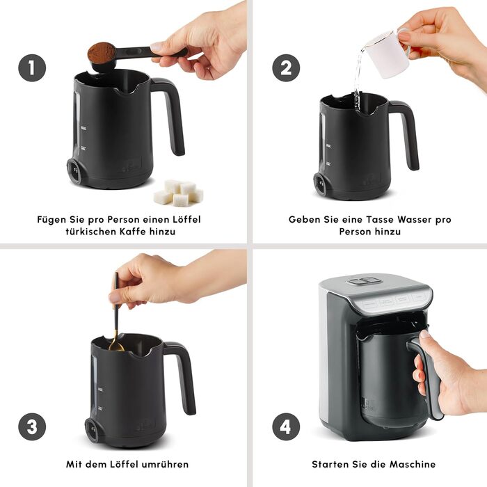 Кавомашина KARACA Hatır для приготування турецького кави з функцією обсмажування, 535W, сірий метал