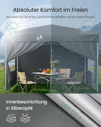 Павільйон SONGMICS 3x3 м, садовий, для відпочинку та заходів, з 4 боковинами (темно-сірий)