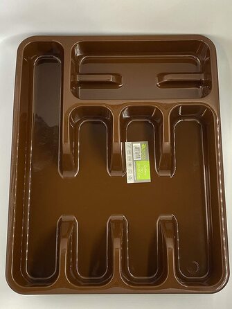 Підставка для столових приборів ECO з 5 відділеннями, Пластикова, 35 x 28 см, (коричневого кольору)