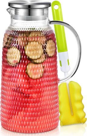 Скляна карафа Aofmee 2 літри з кришкою: для води, соку, айс-ті. Підходить для ресторанів та дому.