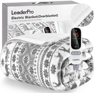 Електрична ковдра LeaderPro 160x180см, 6 режимів нагрівання, автоматичне відключення, захист від перегріву, таймер, можна прати