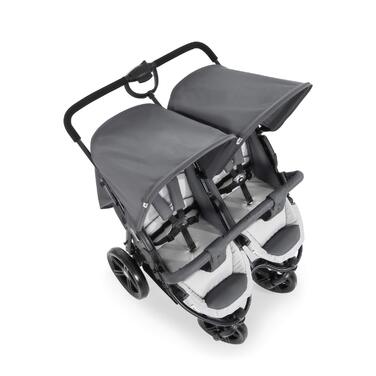 Візок для близнюків Hauck Roadster Duo SLX Grey/Silver: прогулянка від народження до 15 кг, функція лежання, великий кошик, компактний у складеному стані