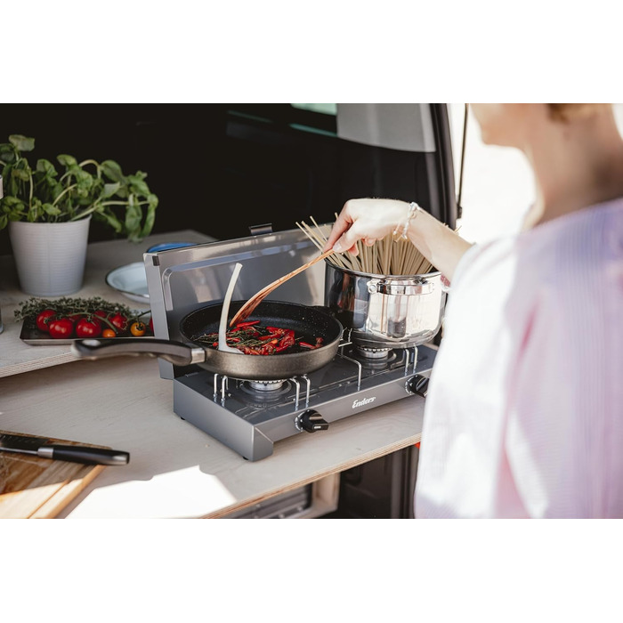 Кемпінговий газовий пальник Enders CANBERRA 2 з 2-ма конфорками з нержавіючої сталі (4,6 кВт)