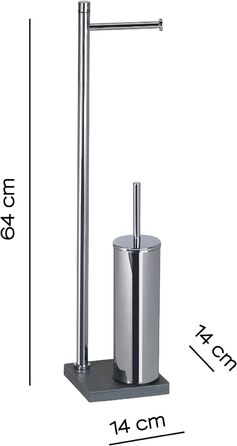 Тримач для туалетного рулону та щітки Gedy Trilly Columna (14x14x14 см, хромований сірий)