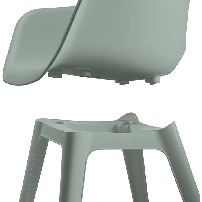 Садове крісло Allibert Akola 2 шт., пластик, 56.7×55.8×80.1 см, шаленське крісло-купол для саду, тераси, їдальні, вінтажне зелене