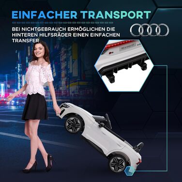Електромобіль для дітей HOMCOM Audi RS e-tron GT з пультом, ременем безпеки, звуками, фарами, 3-5 років, білий