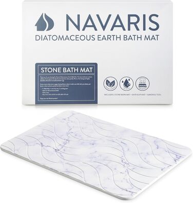 Килимок для ванної Navaris Diatomaceous Earth нековзний 60x39 см - Вбираючий килимок для ванної кімнати (білий)