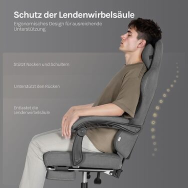 Крісло ігрове WOLTU з масажем, комп'ютерне ергономічне, з пружинним блоком, піддержка попереку, подушка для голови, підніжка, поворотне, 150 кг, сірий+жовтий