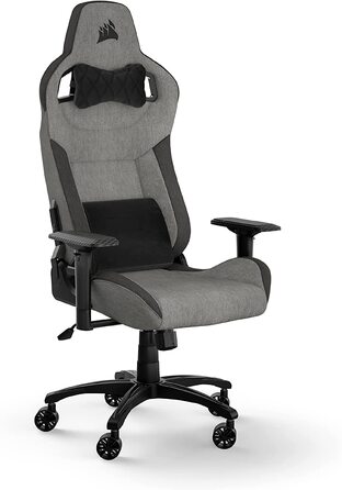 Ігрове крісло Corsair T3 RUSH Fabric (2023) – комфорт та стиль, натхненний автоспортом, тканинне покриття, підголовник та поперекова підтримка з пам'яті форми, антрацит