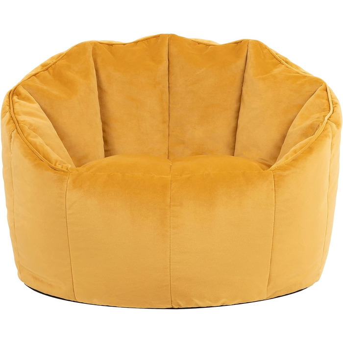 Крісло-мішок 'Sirena', жовте, оксамитове, плюшеве крісло-мішок XL для дорослих з наповнювачем для вітальні, великі кімнатні крісла-мішки Ochra Yellow Beanbag