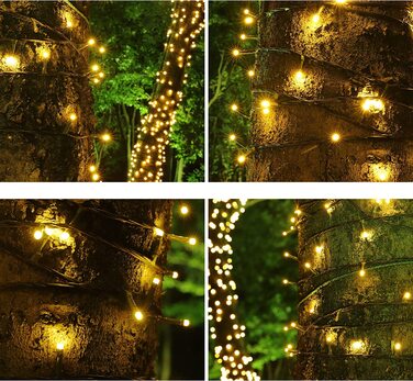 Світлодіодна гірлянда на ланцюжку, світильник на темно-зеленому шнурі з підсвічуванням для різдвяної ялинки, саду ,весільної вечірки (500 світлодіодів, теплий білий)