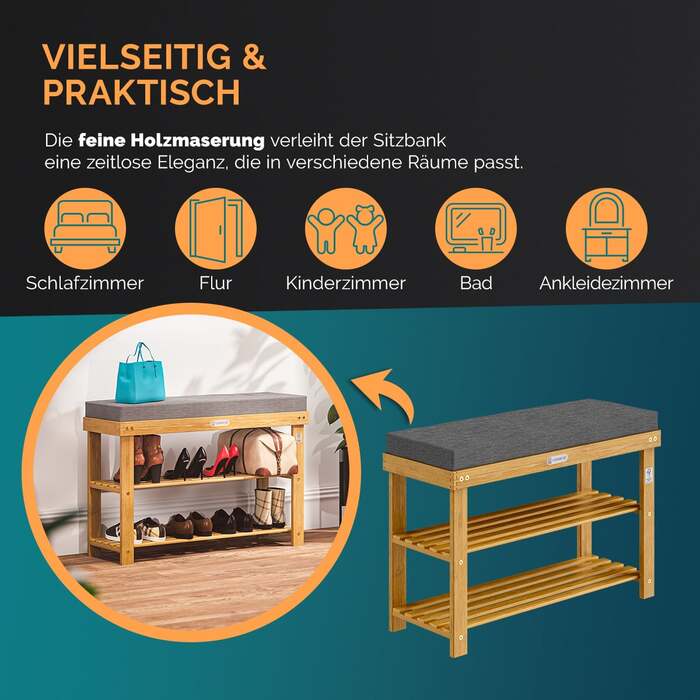Лавка для взуття FSC® сертифікована деревина акації 90x30x48см