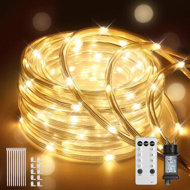 LED гірлянда для декорування приміщень та вулиці: 24 лампочки, 12м, RGB, тепле світло, 8 режимів, таймер, димування. Підходить для вечірки, саду, балкону, тераси, весілля, Різдва.