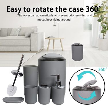 Набір аксесуарів для ванної кімнати CERBIOR, 6 шт. (Морська блакить/Королівська блакить/Сірий): мильниця, тримач для зубних щіток, стакан для зубних щіток, мильниця