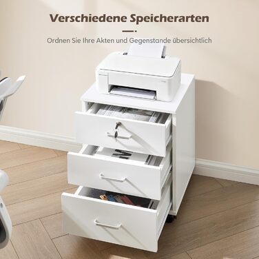 Тумба для документів TUKAILAI на коліщатках, 3 висувні ящики, білий колір, 2 шт.