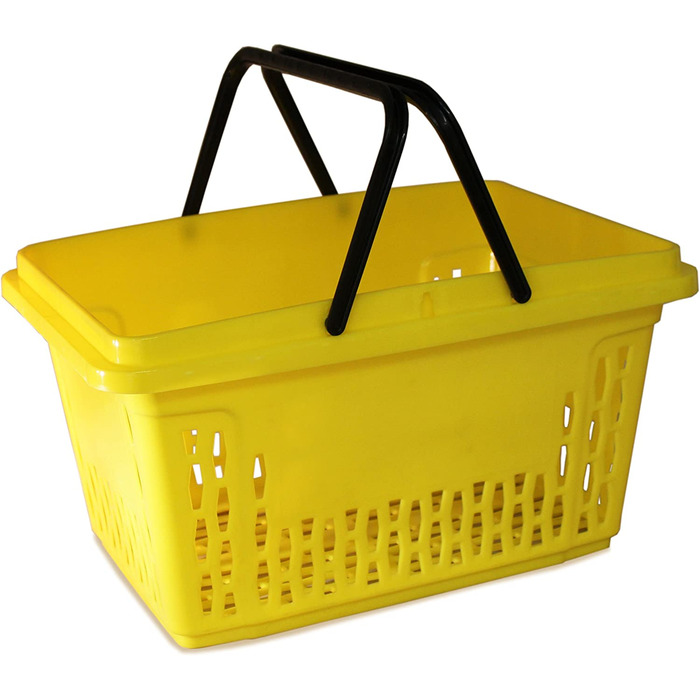 Пластикові кошики для покупок з 2 вішалками 40-літрові поліпропіленові барвисті колірні рішення (1, Жовтий)