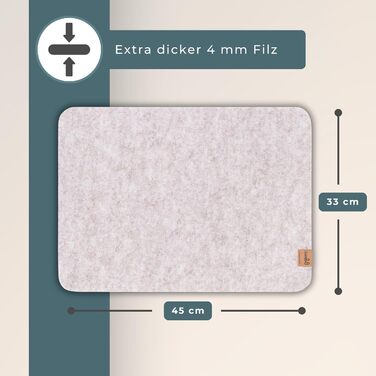 Набір килимків на стіл Kontor28® з фетру (4 шт., бежевий) | З переробленого rPET-фетру, миючі, стійкі до подряпин та тепла | Made in Germany