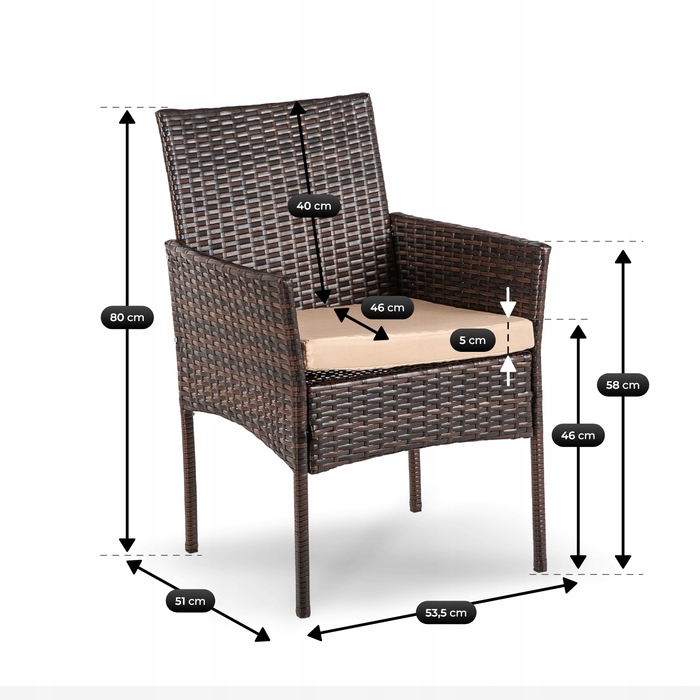 Комплект садових меблів із техноротанга MEBEL ELITE, коричневий, 5 предметів