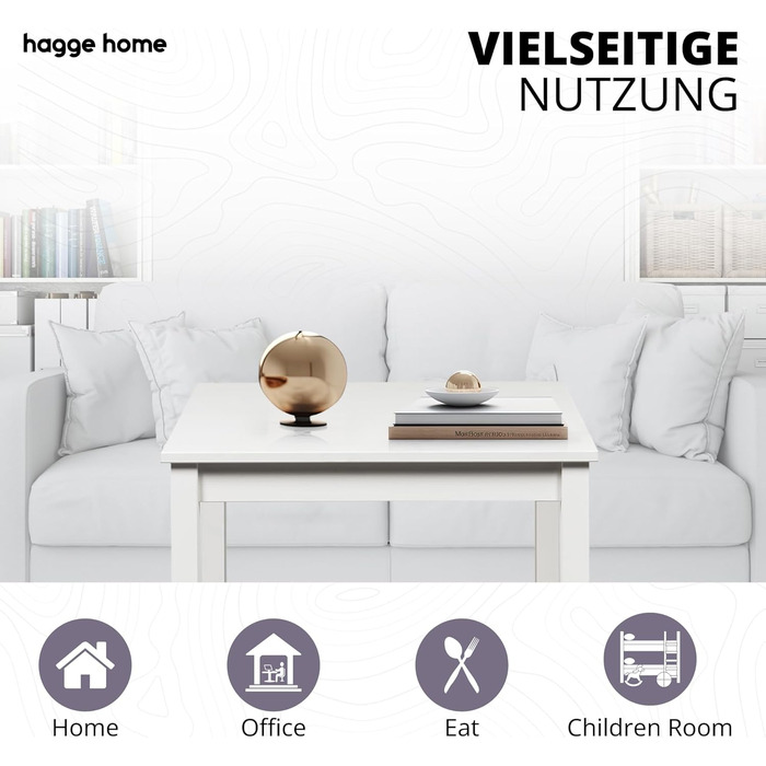 Скандинавський дерев'яний стіл Hagge Home 68x68 см - обідній, кухонний, письмовий, для дому та офісу, дитячий
