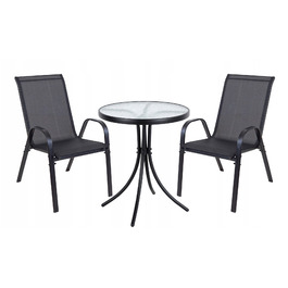 Комплект садових меблів із металу Kontrast, чорний, 3 предмети