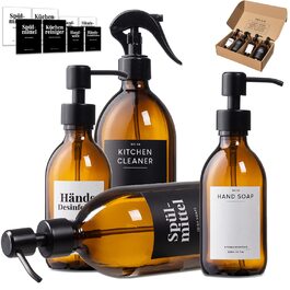 Набір дозаторів для мила MONOKO (4 шт.) з нержавіючої сталі, 500 мл, коричневий