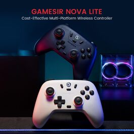 GameSir Nova Lite: Бездротовий контролер з трирежимним підключенням для PC, Switch, Steam, iOS та Android, з датчиками Hall-ефекту, DualVibration, Turbo та гіроскопом (фіолетовий)
