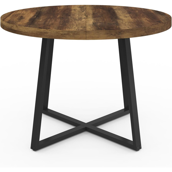 Обідній стіл Selma, круглий, на 4-6 осіб, темне дерево Hawkins та чорний колір, 110 см