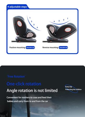 Автокрісло дитяче Magic ZC 360° з регулюванням висоти та нахилу, чорне (без підніжки)