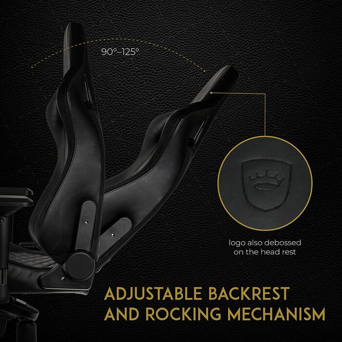 Крісла Epic Gaming Chair Black, Ергономічні, Підтримка голови та попереку, PU шкіра, до 120кг, 1,85м