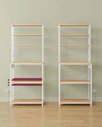 Стелаж кухонний VASAGLE з розетками, 6 полиць, гачки, сталевий каркас, 40 x 80 x 167 см, вінтажний колір