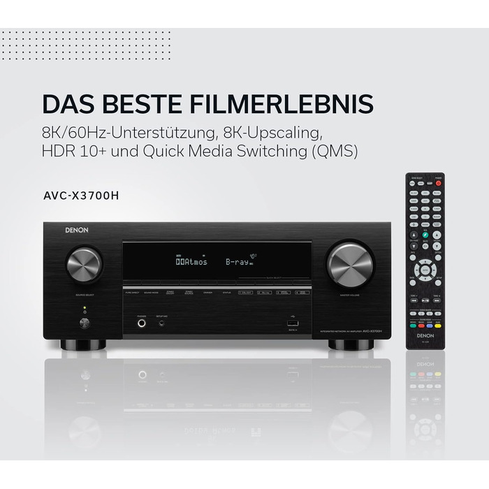 Канальний AV-підсилювач Denon AVC-X3700H, 8K, Dolby Atmos, Alexa, HEOS, чорний (2020), 9.2-