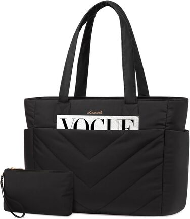 Сумка для ноутбука LOVEVOOK 15.6 дюймів, жіноча: шопер, велика робоча сумка, сумка-шоппер, для навчання, офісу, школи, чорна