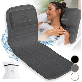 Подушка для ванни для всього тіла 125x43см - Подушка для ванни з підголовником для підтримки шиї, спини та ніг - З мішком для прання та подорожей та гачком для швидкого сушіння - Сіра