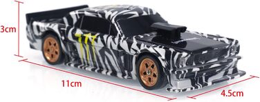 RC Автомобіль 1/43 Масштаб Drift Авто 4WD Радіокерування Готовий до Гонок З Підсвіткою Сірий