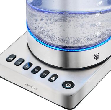 Електричний чайник-заварник WMF Küchenminis 2 в 1 з регулюванням температури, 1 л, 1900 Вт, скло, з тримачем для чайних пакетиків та ситом