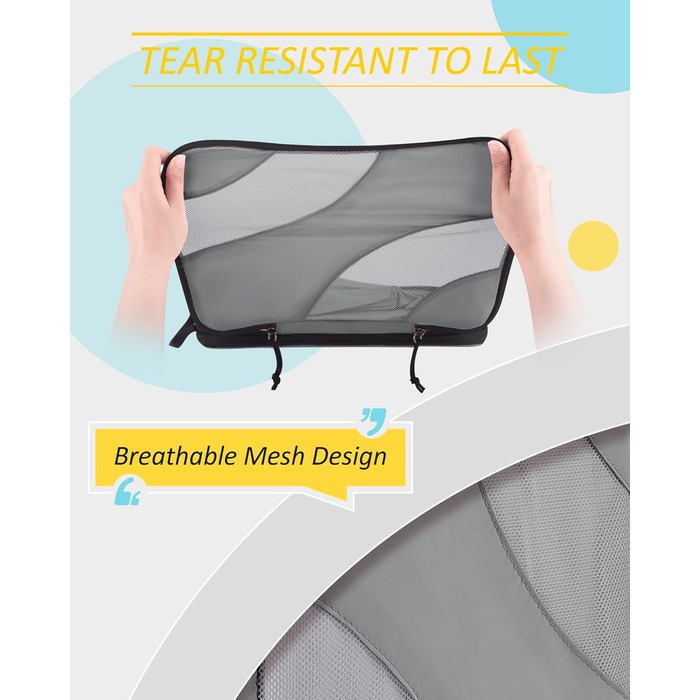 Набір компресійних органайзерів для подорожей BAGSMART Packing Cubes, набір для пакування речей у валізу та ручну поклажу, 6 предметів, сірий