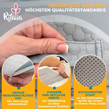 Ортопедична подушка для ніг Ritalia Venenkissen: підтримка ніг, лікування варикозу, 3 рівня висоти, сіра