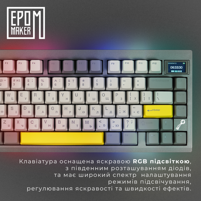Клавіатура механічна бездротова EPOMAKER TH80 PRO V2 Sea Salt Silent Black (TH80-PROV2-B-SS)