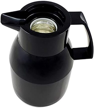 Термос Wash Thermoskanne чорного кольору 1л, зберігає напої гарячими та холодними до 6 годин, з подвійним скляним вкладишем, щільний гвинтовий ковпачок, придатний для миття в посудомийній машині