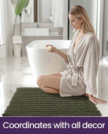 Килимок для ванної кімнати DEXI, м'який, поглинаючий, з дрібного ворсу, 50,8 x 81,3 см, оливковий