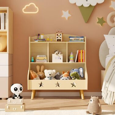 Дитяча полиця для іграшок та книг Garden 4 you, 3 відкриті полиці, 63x30x60 см (Білий/Бежевий)