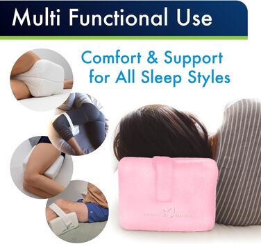 Ортопедична подушка під коліно з Memory Foam - для болю в спині, ішіасу та сну на боці. З інструкцією від лікарів. Білий (Рожевий, Regular)