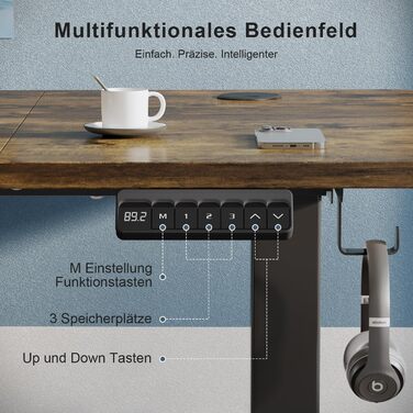 Регульований стіл, електричний, ергономічний: стіл для стояння/сидіння, комп'ютерний стіл для дому/офісу, білий (150 x 60 см, коричневий)