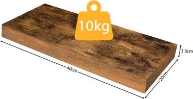 Полиця настінна HOOBRO 2 шт, плаваюча, 60x20x3.8 см, темно-коричнева. Настінні полиці для ванної, спальні, кухні, офісу, вітальні