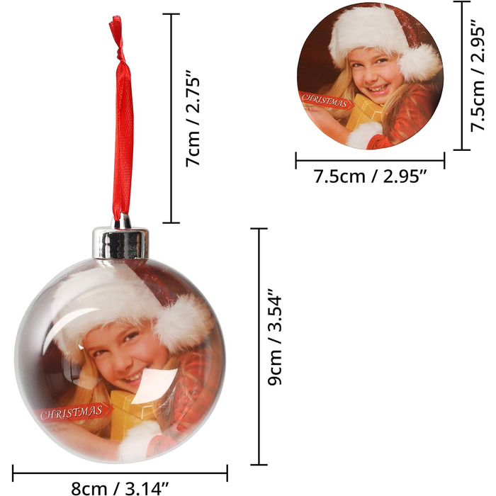Фото різдвяні кульки (4 шт. ) - 8 см, прозорі, на нитці, на Різдво, ялинкові прикраси, подарунки